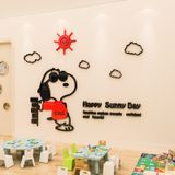 Tranh Mica 3d Dán Tường Chú Chó Snoopy Trang Trí Mầm Non, Mẫu Giáo 