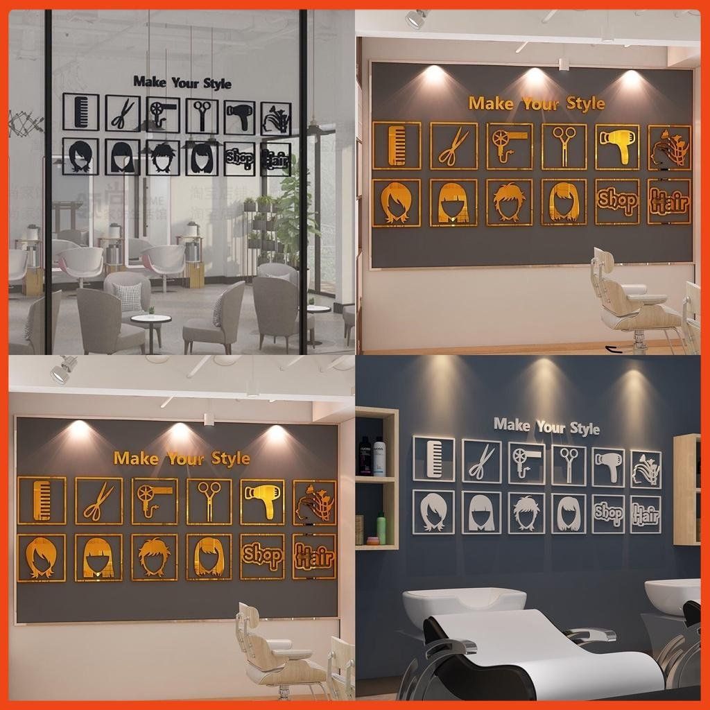 Tranh mica EPeBen dán tường nổi 3d hình các kiểu tóc decor trang trí Salon tóc decor trang trí salon, cửa hàng, spa 