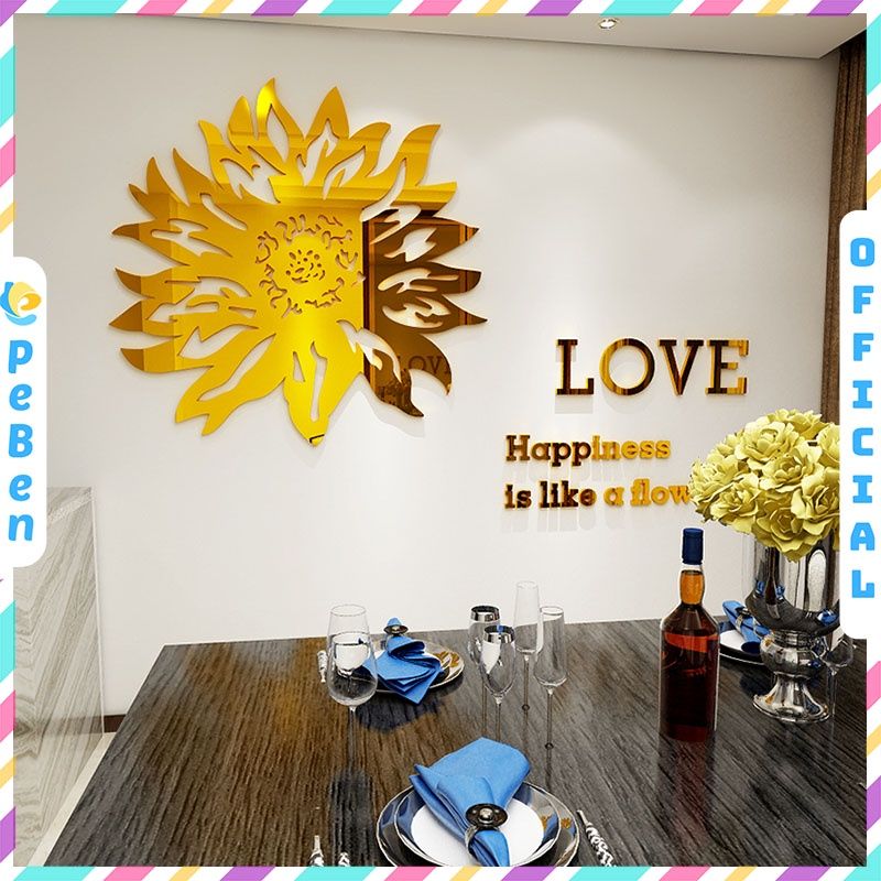  Tranh mica EPeBen dán tường nổi 3d hình hoa cúc decor trang trí phòng bếp, phòng khách, nhà cửa 