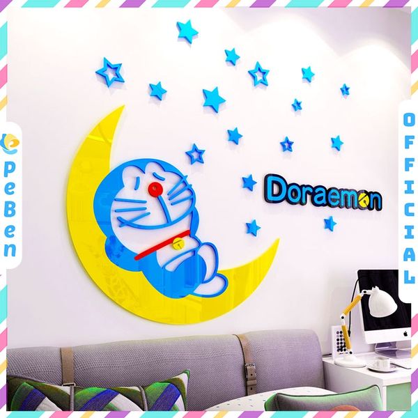  Tranh dán tường mica 3d decor khổ lớn hoạt hình doraremon dễ thương 