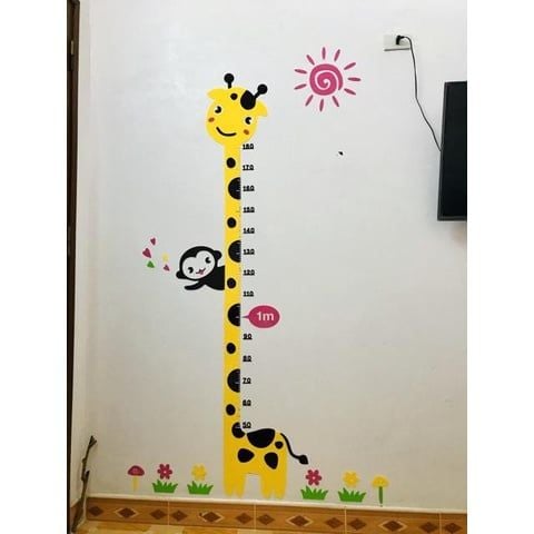  Tranh mica EPeBen dán tường nổi 3d hình Thước hươu cao cổ đo chiều cao cho bé decor trang trí phòng cho bé 
