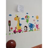 Tranh mica 3d dán tường mẫu tranh các con vật tham gia giao thông, trang trí phòng cho bé, mầm non, mẫu giáo 