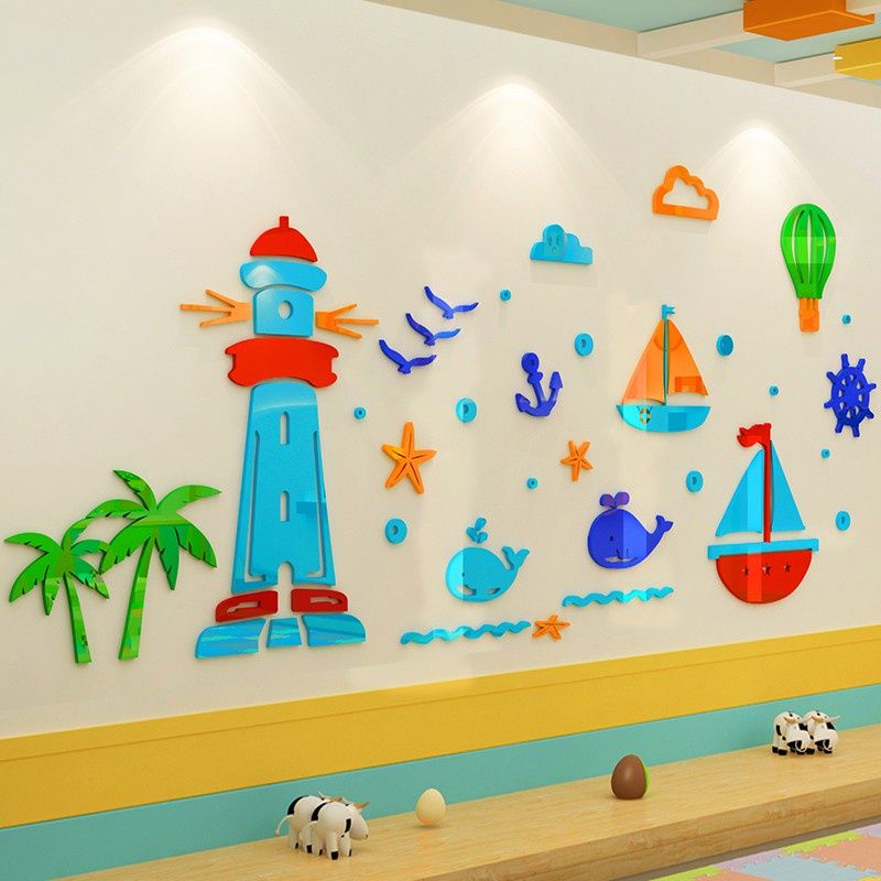  Tranh mica EPeBen dán tường nổi 3d hình ngọn hải đăng decor trang trí mầm non, phòng cho bé 