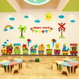  Tranh mica EPeBen dán tường nổi 3d hình Phim hoạt hình tàu hỏa động vật decor trang trí nhà trẻ, phòng cho bé 