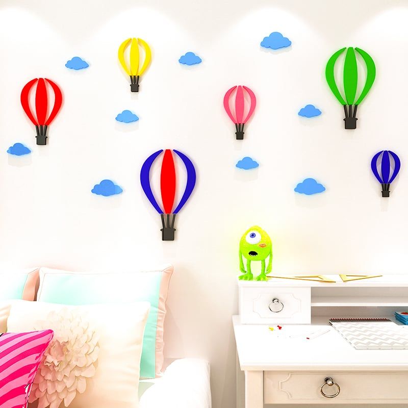  Tranh mica EPeBen dán tường nổi 3d hình khinh khí cầu dễ thương decor trang trí phòng cho bé 