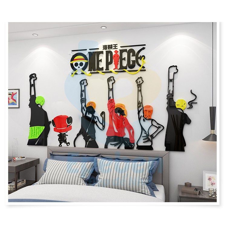  Tranh mica EPeBen dán tường nổi 3d hình one piece ace decor trang trí quán game phòng game thủ 