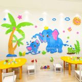  Tranh mica EPeBen dán tường nổi 3d hình những chú voi trong rừng decor trang trí mầm non, phòng cho bé 