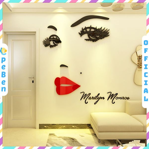  Tranh mica EPeBen dán tường nổi 3d hình mắt môi decor trang trí spa làm đẹp, phòng ngủ, nail 