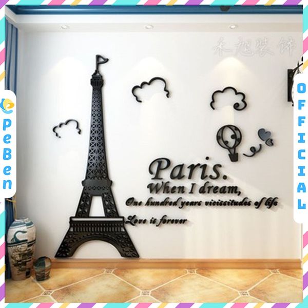  Tranh mica EPeBen dán tường nổi 3d hình tháp eiffel, tranh decor trang trí phòng khách, phòng ngủ, spa, nail 