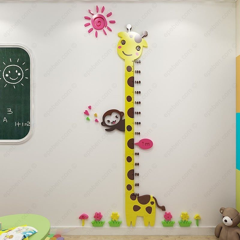  Tranh mica EPeBen dán tường nổi 3d hình Thước hươu cao cổ đo chiều cao cho bé decor trang trí phòng cho bé 