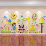  Tranh mica EPeBen dán tường nổi 3d hình cô bé cùng gấu trúc chơi thả diều decor trang trí mầm non, lớp học, mẫu giáo 