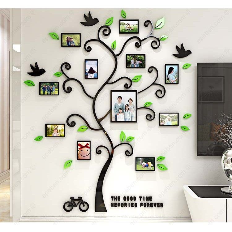  Tranh dán tường mica 3d decor khổ lớn khung dán ảnh gia đình trang trí phòng khách, phòng làm việc, phòng họp 