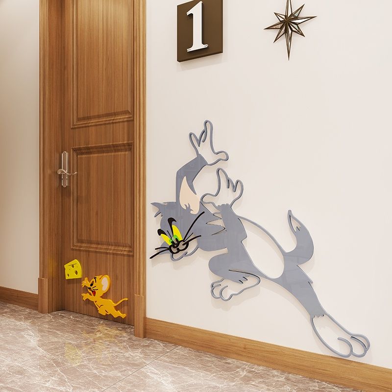  Tranh mica EPeBen dán tường nổi 3d hình tom và jerry tranh decor trang trí phòng cho bé trường mầm non 