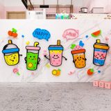  Tranh mica EPeBen dán tường nổi 3d hình Quán trà sữa vui nhộn decor trang trí quán trà sữa, quán ăn, nhà hàng 