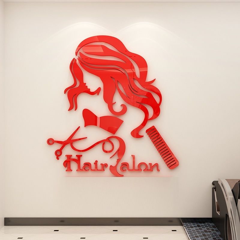  Tranh Mica 3d Dán Tường Salon Tóc Nữ, Barber Tóc Nam Trang Trí Salon Tóc, Tiệm Cắt Tóc 