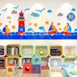  Tranh mica EPeBen dán tường nổi 3d hình đại dương ngọn hải đăng decor trang trí mầm non, phòng cho bé 