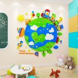  Tranh Mica 3d Dán Tường Trái Đất Tròn, Hành Tinh Xanh Trang Trí Mầm Non, Mẫu Giáo, Phòng Cho Bé 