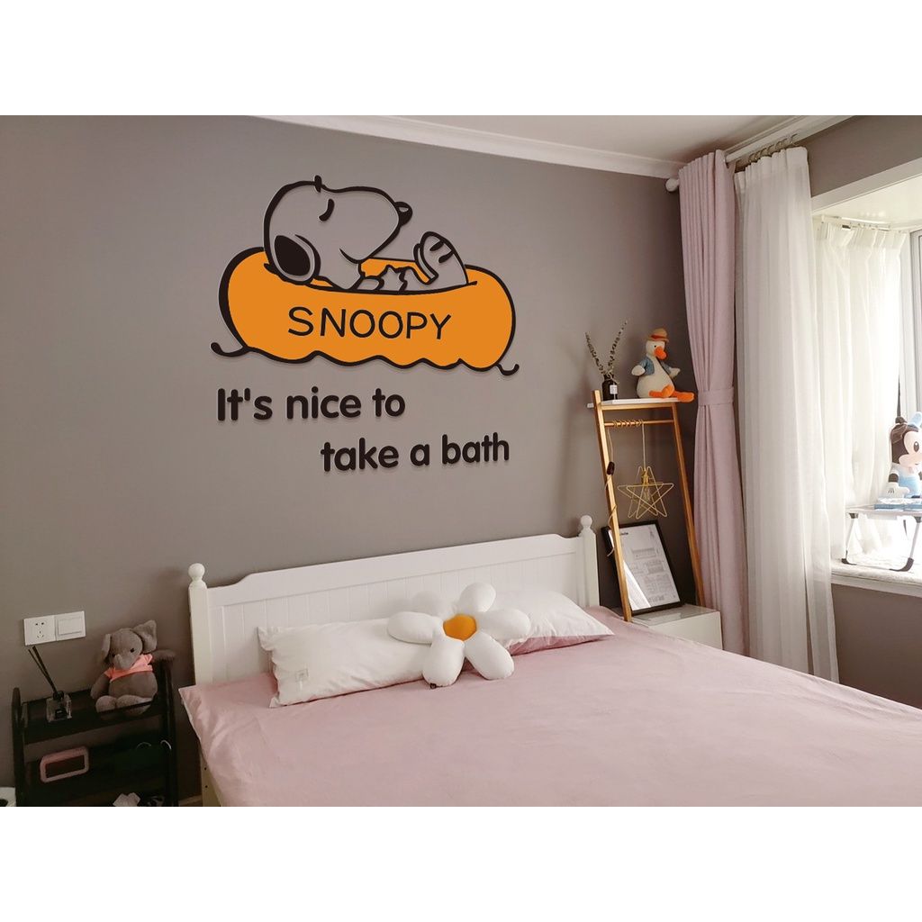  Tranh mica EPeBen dán tường nổi 3d hình SNOOPY đi bơi decor trang trí phòng cho bé 