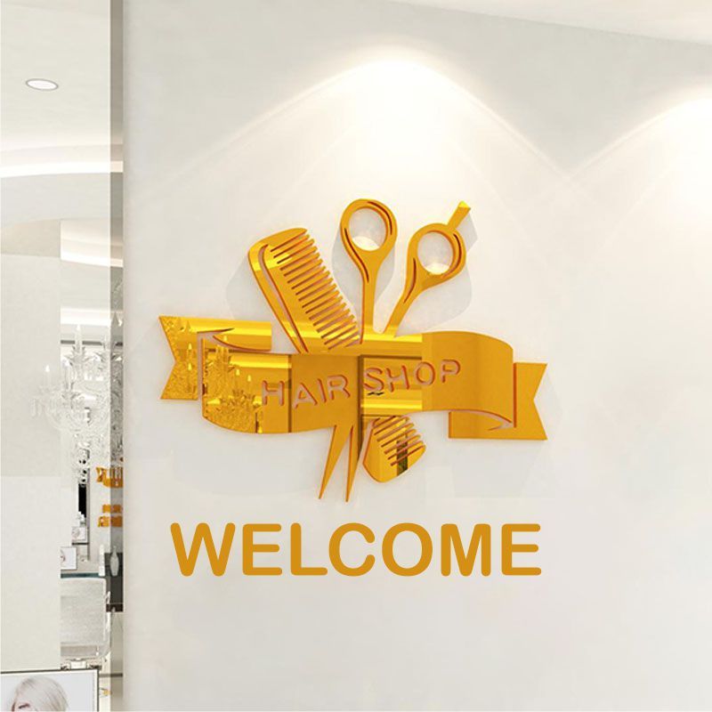  Tranh Mica 3d Dán Tường Salon Tóc Nữ, Barber Tóc Nam Trang Trí Salon Tóc, Tiệm Cắt Tóc 