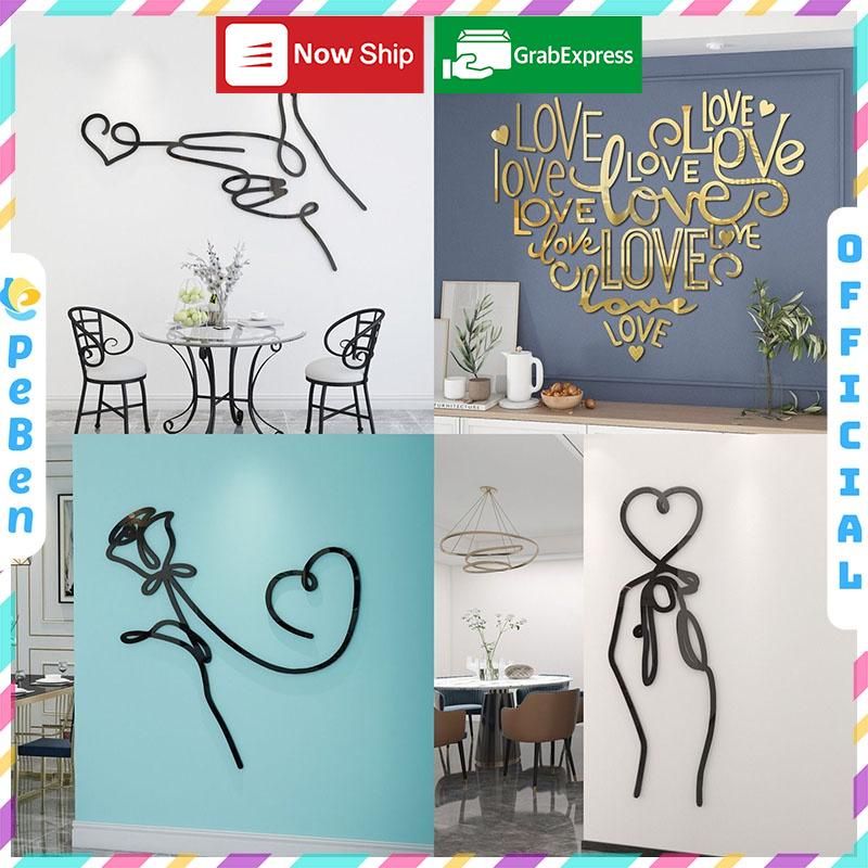  Tranh mica EPeBen dán tường nổi 3d hình love Trái tim cách điệu decor trang trí phòng khách, phòng ngủ, cửa hàng 