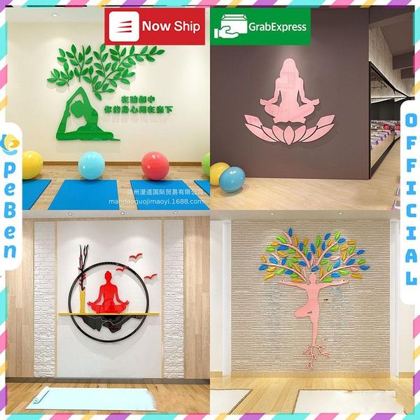  Tranh mica EPeBen dán tường nổi 3d hình Hình yoga Asana Trang trí phòng tập Yoga, phòng gym, phòng tập thể dục, clb 