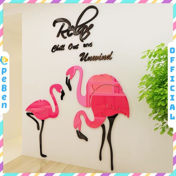  Tranh mica EPeBen dán tường nổi 3d hình Relax time hạc hồng decor trang trí spa, phòng ngủ, nail 