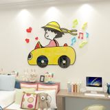  Tranh mica EPeBen dán tường nổi 3d hình cô bé maruko lái xe decor trang trí mầm non, phòng cho bé 
