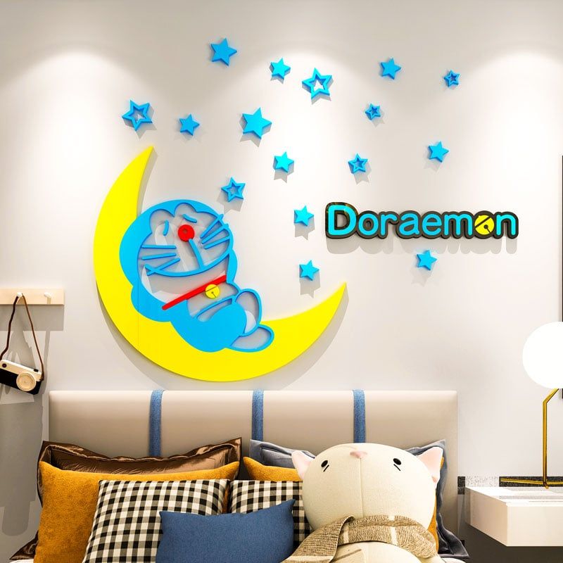  Tranh dán tường mica 3d decor khổ lớn hoạt hình doraremon dễ thương 