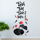 Tranh mica 3d dán tường mẫu tranh hoa đào hoa sen Vạn Sự Như Ý Tấn Tài Tấn Lộc, trang trí phòng khách, phòng bếp 