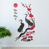  Tranh mica 3d dán tường mẫu tranh Cành Đào Chim Hạc Hươu Sao, trang trí phòng khách, phòng bếp 