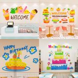  Tranh Mica 3d Dán Tường Trang Trí Tiệm Bánh Kem Happy Birthday, Quán Kem, Cửa Hàng Bánh 