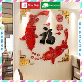 Tranh mica EPeBen dán tường nổi 3d hình Đôi Cá Chép chữ PHÚC tết năm mới decor trang trí phòng khách, nhà cửa 