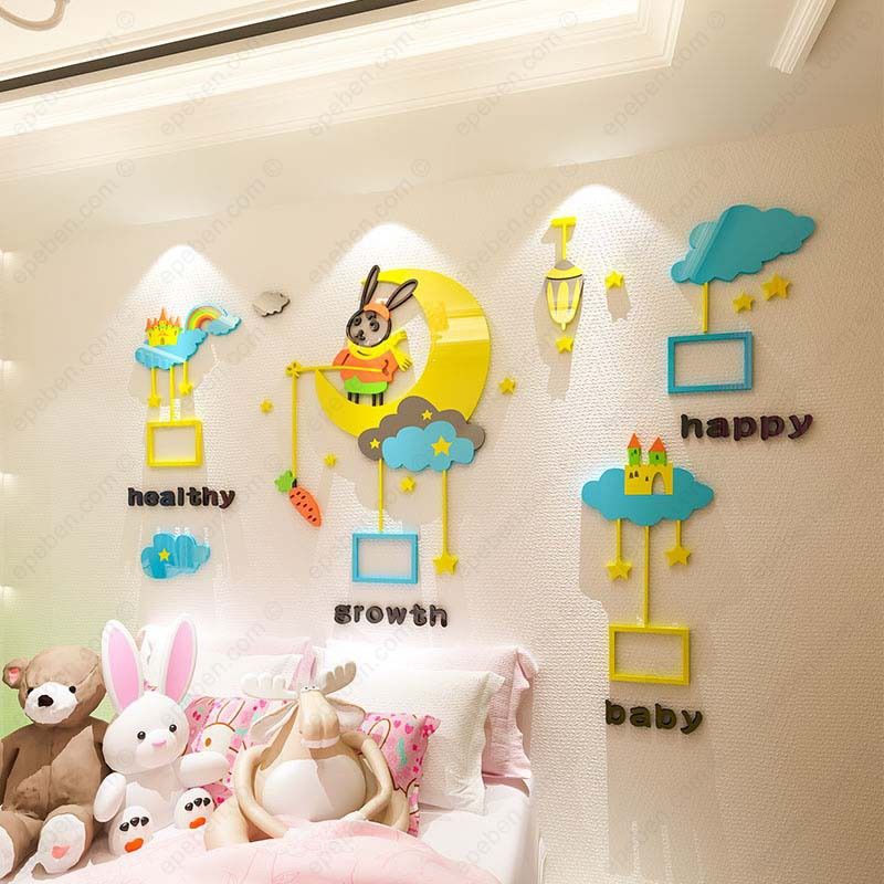  Tranh mica EPeBen dán tường nổi 3d hình khung ảnh trên bầu trời về đêm decor trang trí mầm non, phòng bé 