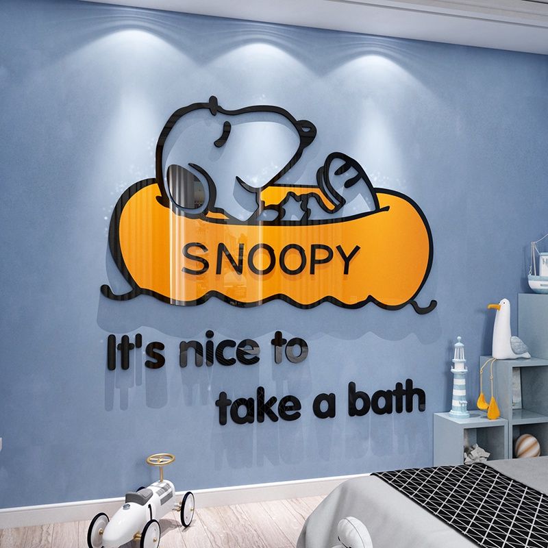  Tranh mica EPeBen dán tường nổi 3d hình SNOOPY đi bơi decor trang trí phòng cho bé 