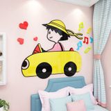  Tranh mica EPeBen dán tường nổi 3d hình cô bé maruko lái xe decor trang trí mầm non, phòng cho bé 