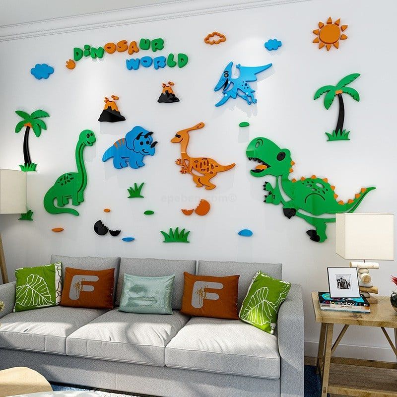  Tranh mica EPeBen dán tường nổi 3d hình khủng long decor trang trí mầm non, phòng cho bé 