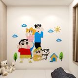  Tranh Mica 3d Dán Tường Gia Đình Nhà Shin Cậu Bé Bút Chì Trang Trí Mầm Non, Mẫu Giáo 