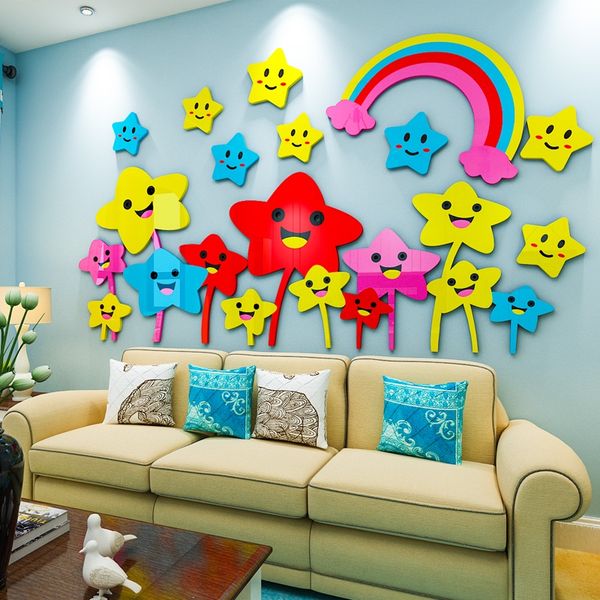  Tranh mica EPeBen dán tường nổi 3d hình những ngôi sao đáng yêu decor trang trí mầm non, phòng cho bé 