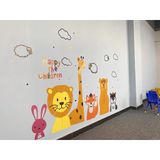  Tranh mica 3d dán tường mẫu tranh những con vật vui vẻ, trang trí mầm non, mẫu giáo, khu vui chơi 