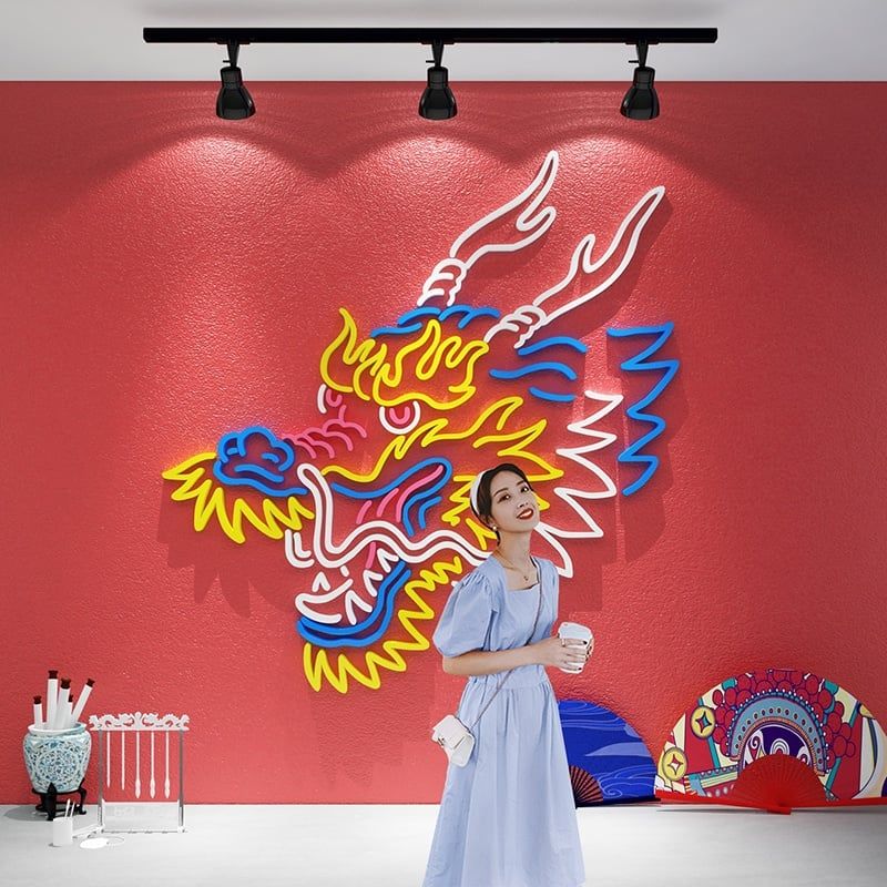  Tranh mica EPeBen dán tường nổi 3d hình Tranh long đầu rồng 2024 decor trang trí cửa hàng, quán ăn 