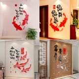  Tranh mica 3d dán tường mẫu tranh cá chép chúc phúc, trang trí phòng khách, phòng bếp 