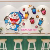  Tranh mica EPeBen dán tường nổi 3d hình Quán trà sữa vui nhộn decor trang trí quán trà sữa, quán ăn, nhà hàng 