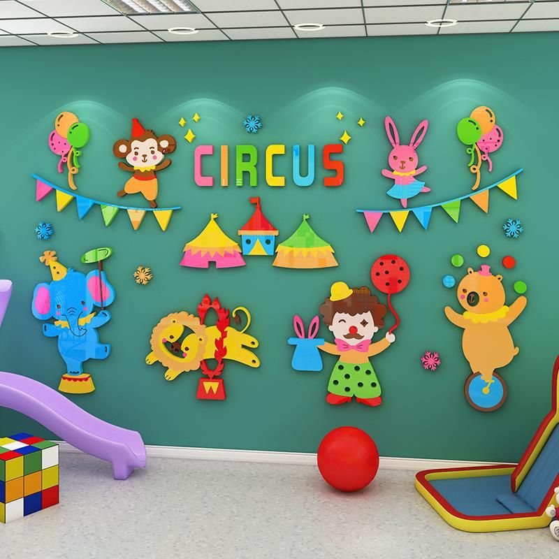  Tranh mica EPeBen dán tường nổi 3d hình Rạp xiếc decor trang trí phòng cho bé, trường mầm non 