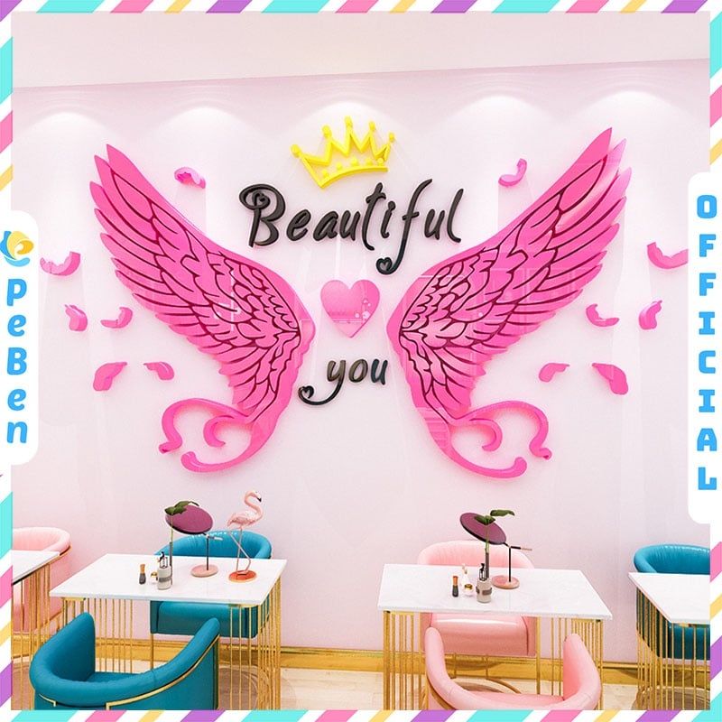  Tranh mica EPeBen dán tường nổi 3d hình cánh beauty decor trang trí phòng ngủ, phòng khách, spa, quán cafe, trà sữa 