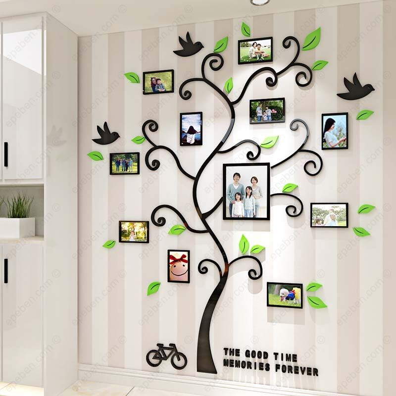  Tranh dán tường mica 3d decor khổ lớn khung dán ảnh gia đình trang trí phòng khách, phòng làm việc, phòng họp 