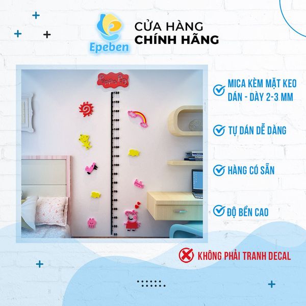  Thước đo chiều cao cho bé Tranh dán tường mica 3d decor 