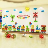  Tranh mica EPeBen dán tường nổi 3d hình Phim hoạt hình tàu hỏa động vật decor trang trí nhà trẻ, phòng cho bé 