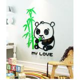  Tranh dán tường mica 3d decor khổ lớn chú gấu trúc măm măm 