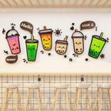 Tranh mica EPeBen dán tường nổi 3d hình Quán trà sữa vui nhộn decor trang trí quán trà sữa, quán ăn, nhà hàng 