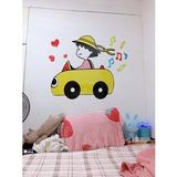  Tranh mica EPeBen dán tường nổi 3d hình cô bé maruko lái xe decor trang trí mầm non, phòng cho bé 
